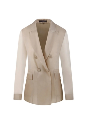 Max Mara double-breasted sheer-panel blazer - Neutrals
