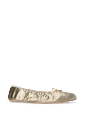 The Row bow-detail velvet ballet flats - Gold