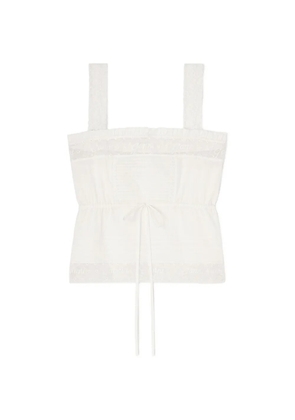 GANNI lace-trim drawstring top - White