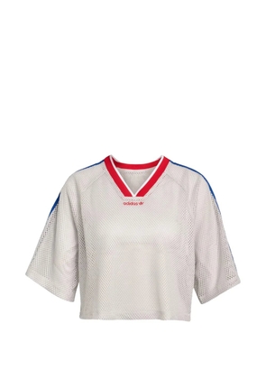 adidas mesh stripe-detail cropped t-shirt - White