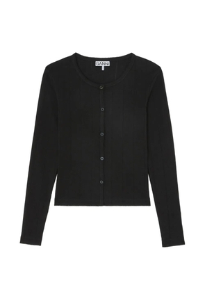 GANNI pointelle-knit cardigan - Black