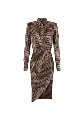 Elisabetta Franchi long sleeve midi dress - Brown