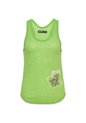 Open YY patch-detail tank top - Green