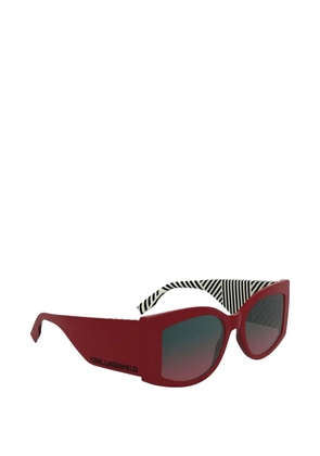 Karl Lagerfeld stripe-pattern geometric-frame sunglasses - Red