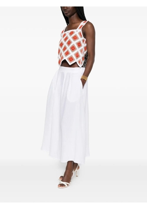 Marella linen A-line midi skirt - White
