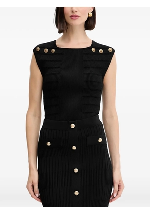 GUESS USA Evangeline button ribbed top - Black