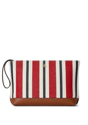 Lauren Ralph Lauren striped canvas clutch bag - Red