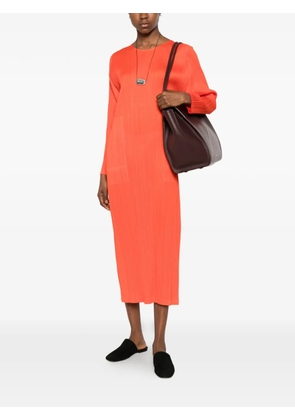 Pleats Please Issey Miyake pleated long-sleeve midi dress - Red