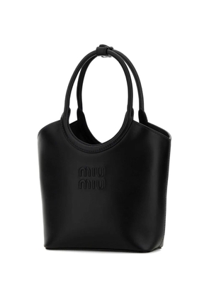 Miu Miu Ivy embossed-logo leather tote bag - Black