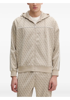 GUESS USA 4G monogram-print zip-up hoodie - Neutrals