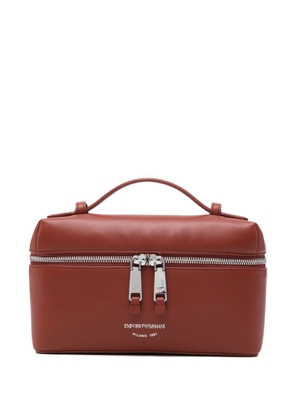 Emporio Armani logo-print leather tote bag - Brown