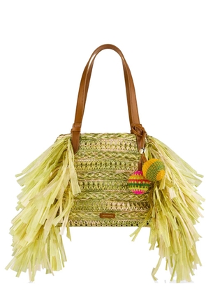 Aquazzura Trancoso fringe-trimmed tote bag - Green