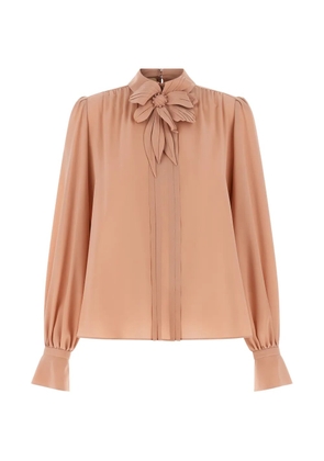 Valentino Garavani floral-appliqué pleated top - Neutrals