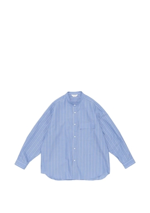 Still by Hand striped band-collar shirt - Blue