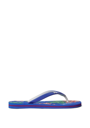 Polo Ralph Lauren floral-print logo-strap flip flops - Blue