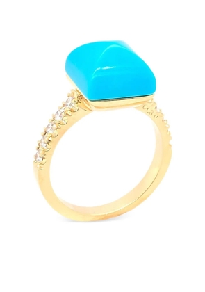 Brooks Brothers Yellow Gold Diamond Turquoise Ring