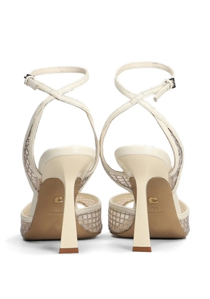 Lola Cruz crystal-embellished mesh sandals - Neutrals