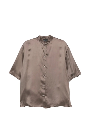 Emporio Armani short-sleeve band-collar shirt - Brown