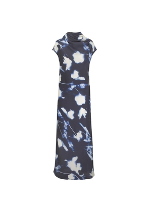 Lela Rose floral-print cowl-neck maxi dress - Blue