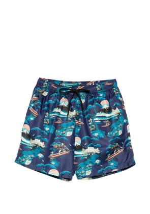 Mauna Kea graphic-print drawstring-waist swim shorts - Blue