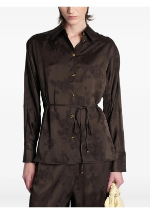 GANNI jacquard-pattern belted shirt - Brown