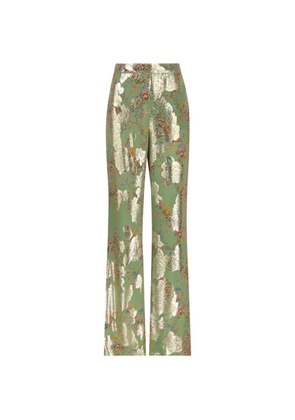 Valentino Garavani floral-brocade trousers - Green