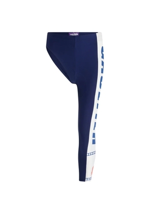 Jean Paul Gaultier asymmetric printed cyclist trousers - Blue