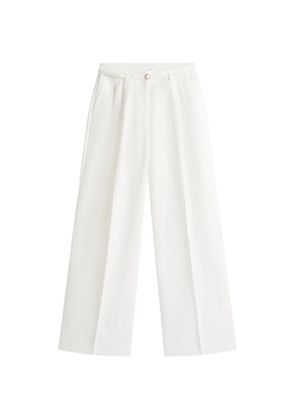 Tommy Hilfiger belted pleated wide-leg linen-blend trousers - White