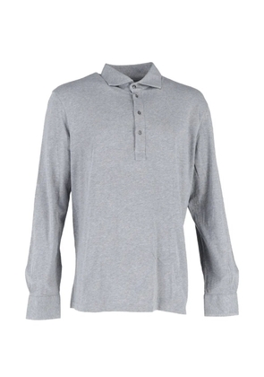 Brunello Cucinelli Vintage mélange-effect long-sleeve polo shirt - Grey