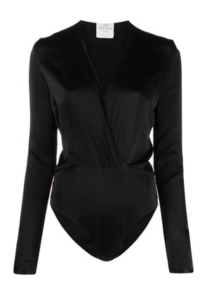 Forte Forte V-neck satin-finish bodysuit - Black