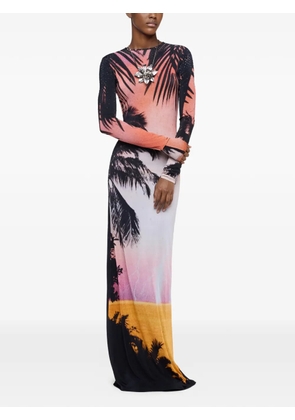 Rabanne thunderstorm-printed maxi dress - Black