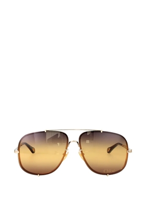 Chloé Eyewear Ivy double-bridge pilot-frame sunglasses - Gold