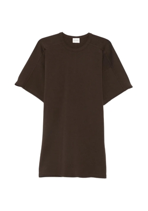 Closed short-sleeve panelled dress - Brown
