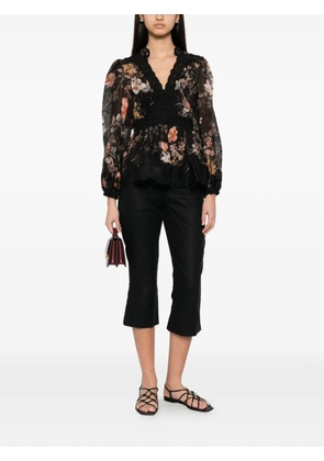 ZIMMERMANN Carousel floral-print lace-trim blouse - Black