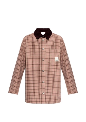 Emporio Armani check-pattern corduroy-collar coat - Neutrals