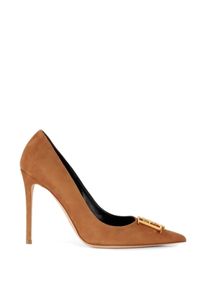 Elisabetta Franchi logo-detail suede pumps - Neutrals
