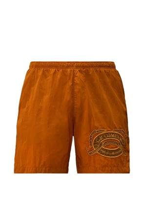 C.P. Company Eco-Chrome R logo-patch swim shorts - Orange