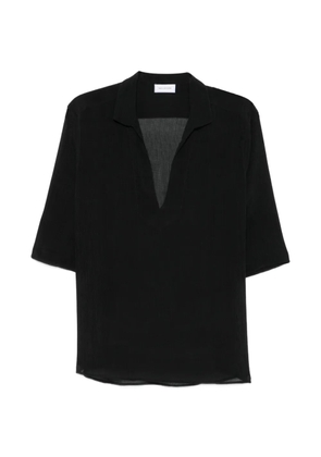 Tagliatore semi-sheer V-neck shirt - Black