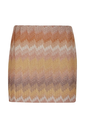 Missoni zigzag-knit metallic-effect skirt - Orange
