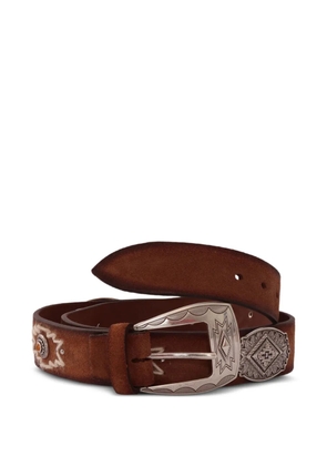 ALBERTO LUTI suede appliqué belt - Brown