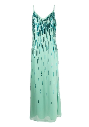 Amen sequin-embellished V-neck gown - Green