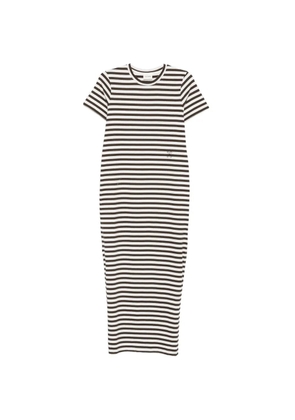 Closed striped logo-print dress - Brown