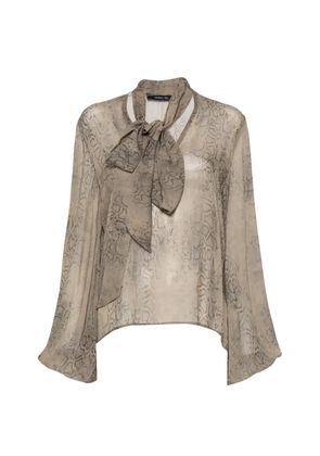 Federica Tosi snakeskin-print pussy-bow blouse - Neutrals
