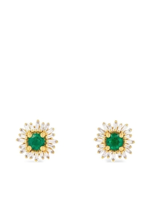 Suzanne Kalan 18K yellow gold emerald and diamond stud earrings
