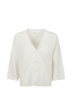 Peserico sequin-embellished open-knit cardigan - White