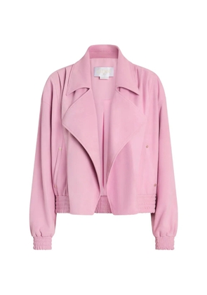 Genny shirred-trim notched-lapel jacket - Pink