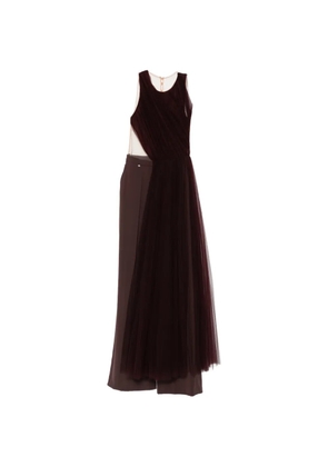 Elisabetta Franchi x Pronovias pleated tulle-overlay jumpsuit - Red