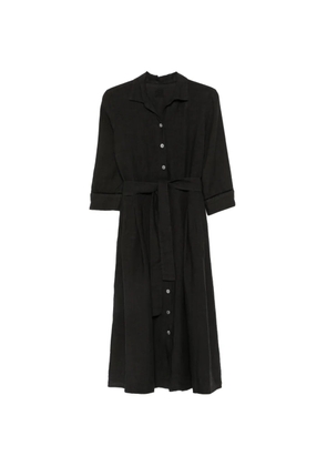 120% Lino belted button-down midi dress - Black