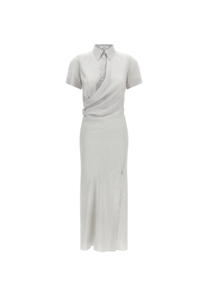Alexander McQueen striped draped-design dress - White