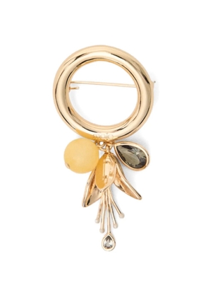 Maje charm-embellished circular brooch - Gold